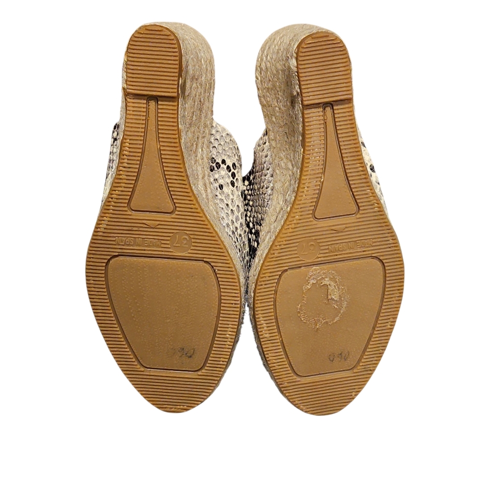 Kanna Tan/Black Snakeskin Print Wedge Sandals - Picture 7 of 7